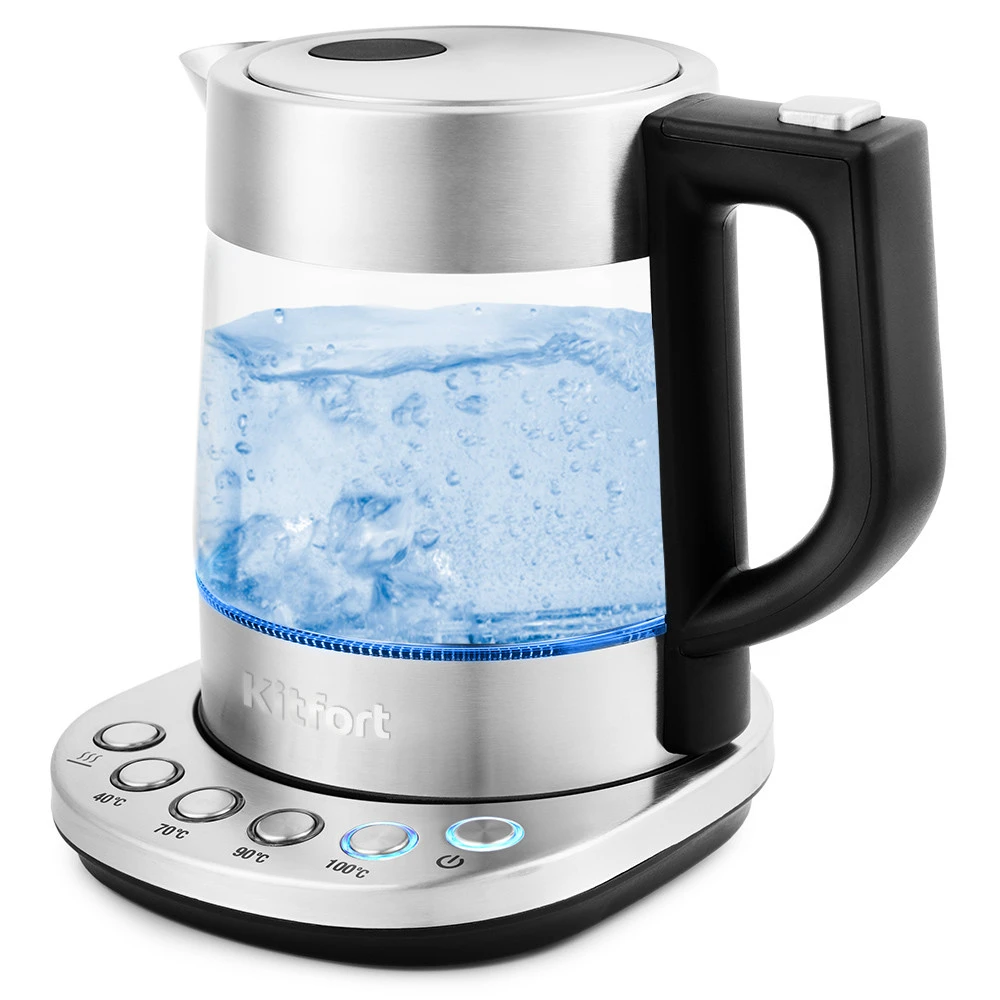 Чайник электрический Kitfort KT-648, 1л, 2200W, стекло, 4 температурных режима — 2
