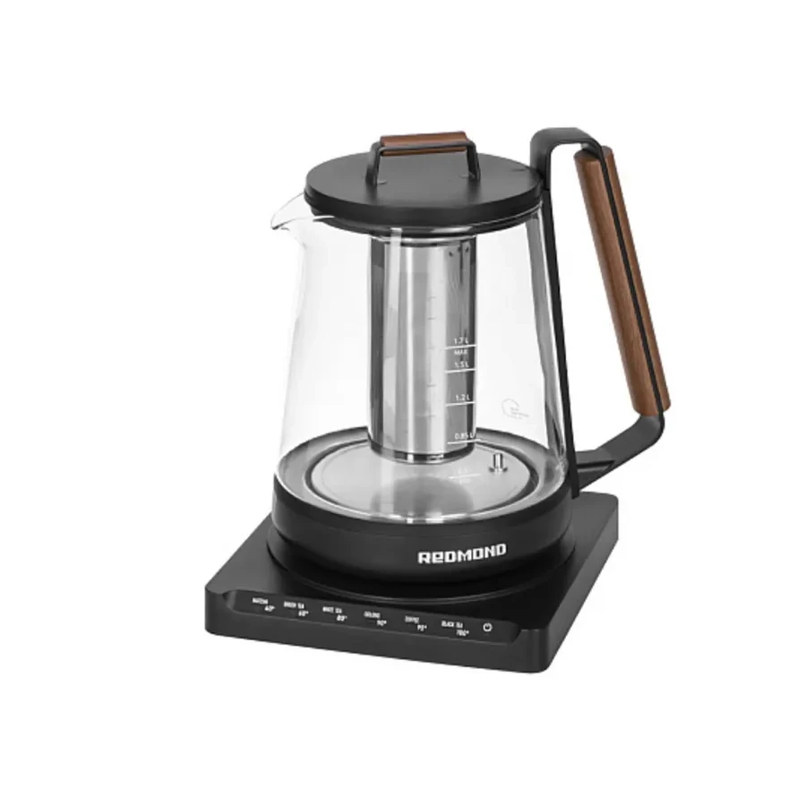 Чайник электрический Redmond RK-G1308D, 1.7л, 1500W, стекло, 6 режимов, чёрный
