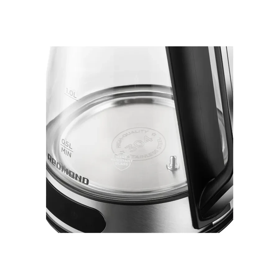 Чайник электрический Redmond KG222, 1.5л, 2200W, стекло, 5 режимов, стальной — 2