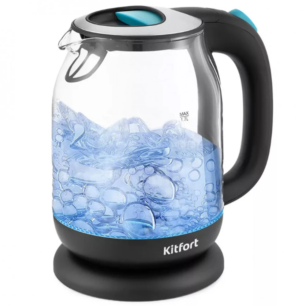 Чайник электрический Kitfort КТ-654-1, 2200W, 1.7л, голубой — 2