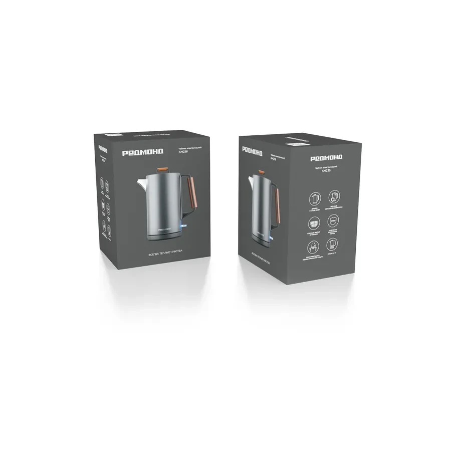 Чайник электрический Redmond KM236, 2200W, 1.7л, нержавейка, серый — 2