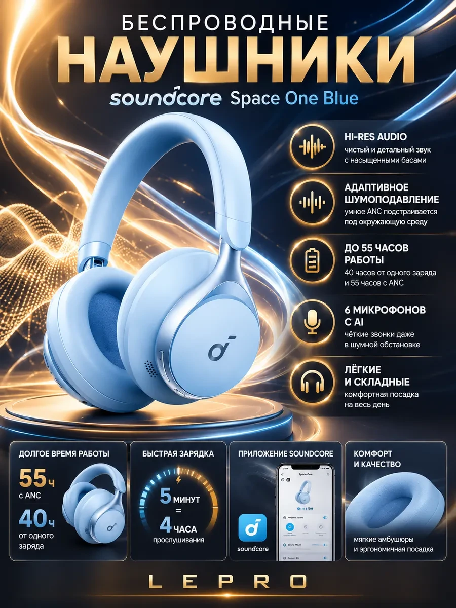Наушники soundcore Space One Blue