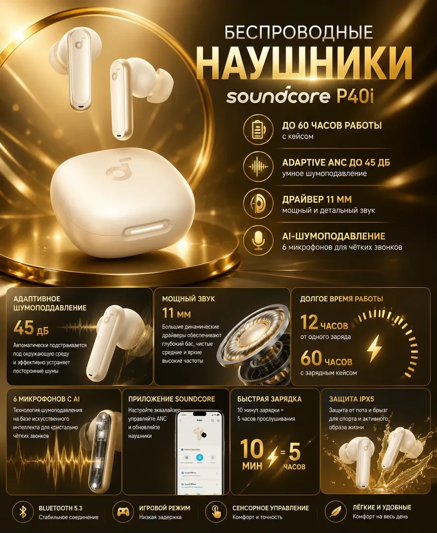 Наушники soundcore P40i White