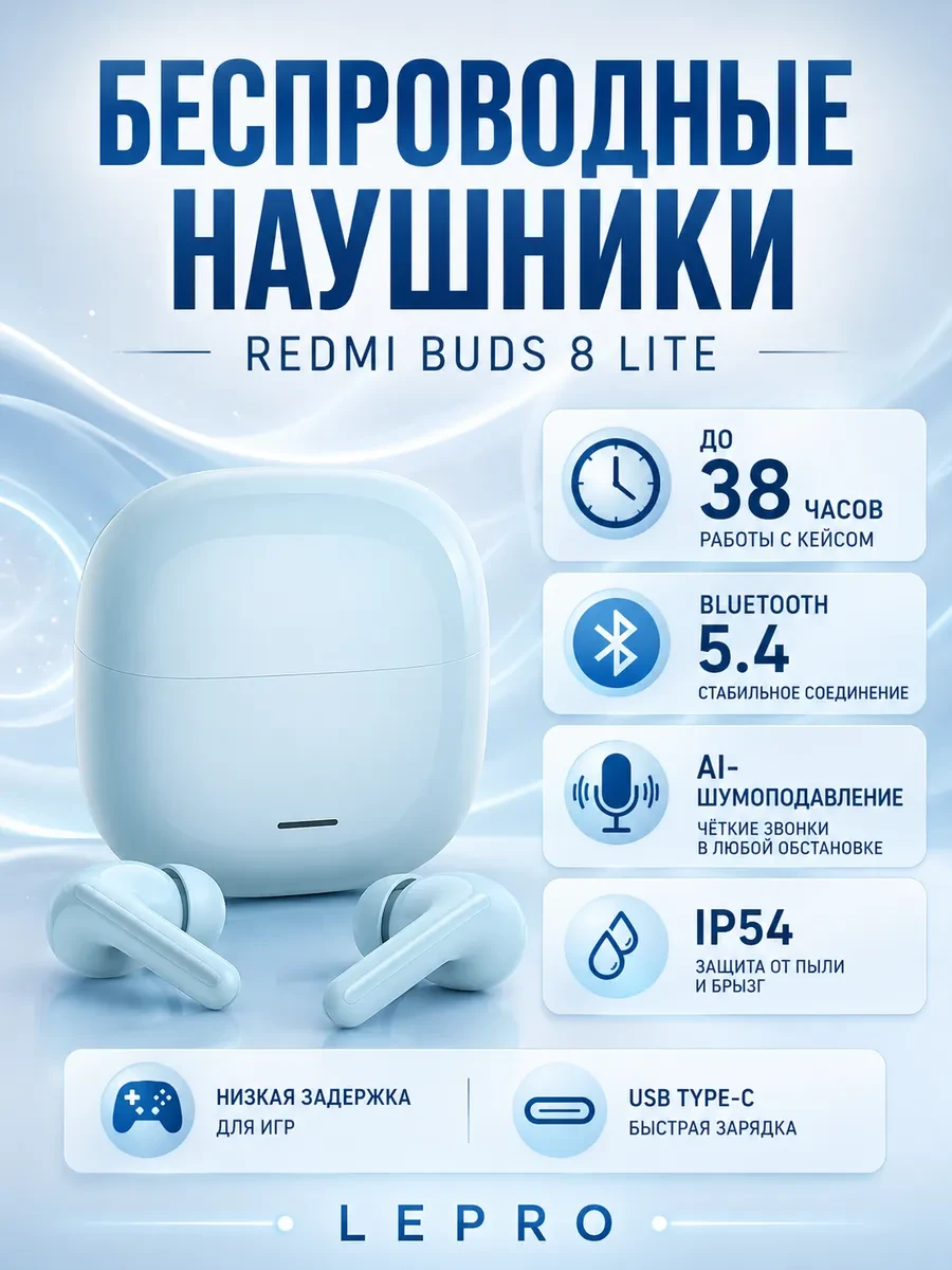 Наушники Redmi Buds 8 Lite Blue