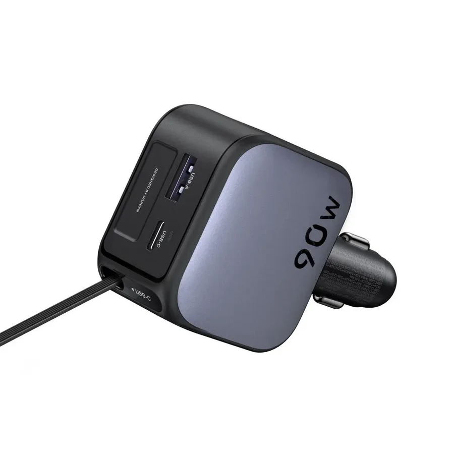 Автомобильное ЗУ Ugreen EC603 90W 1C1A Fast Car Charger with Retractable Cable, 55909B