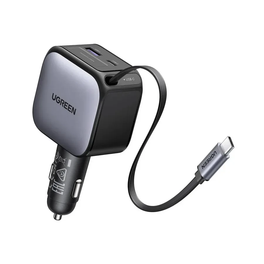 Автомобильное ЗУ Ugreen EC603  90W 1C1A Fast Car Charger with Retractable Cable, 55909B — 2