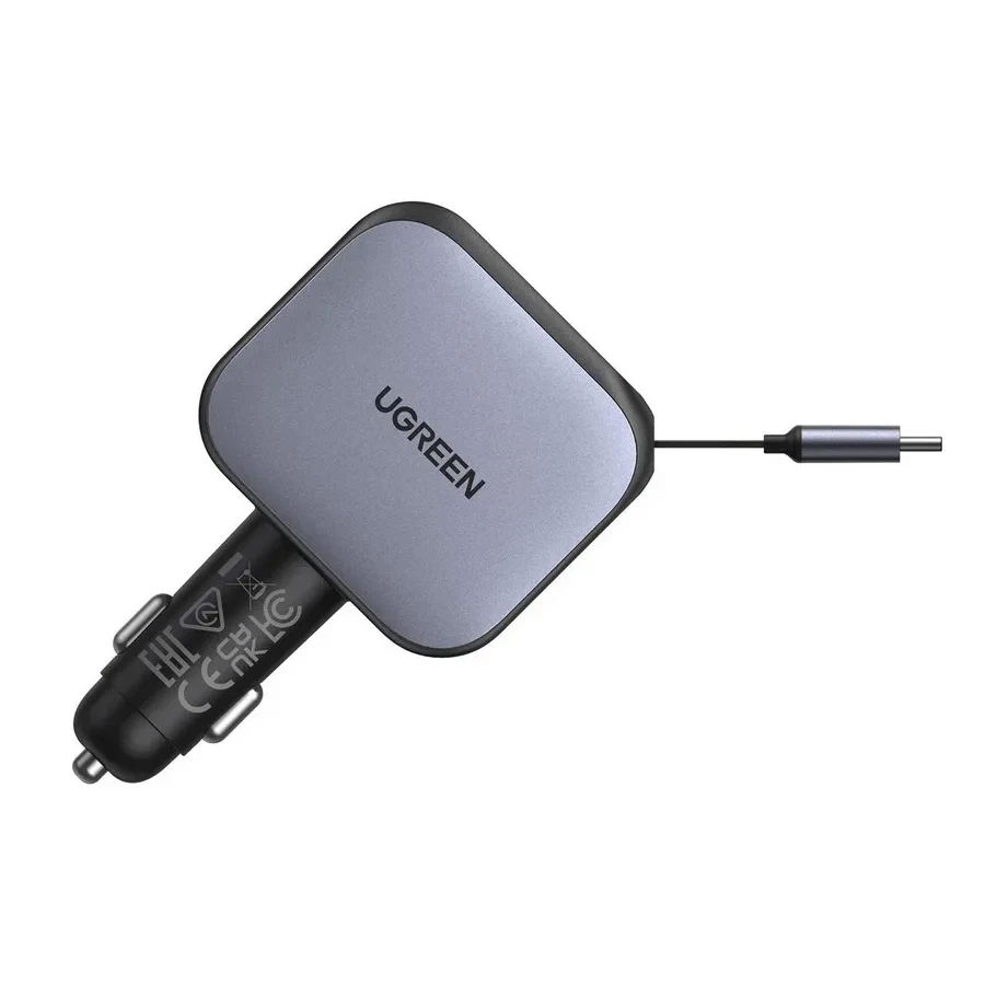 Автомобильное ЗУ Ugreen EC603  90W 1C1A Fast Car Charger with Retractable Cable, 55909B — 3