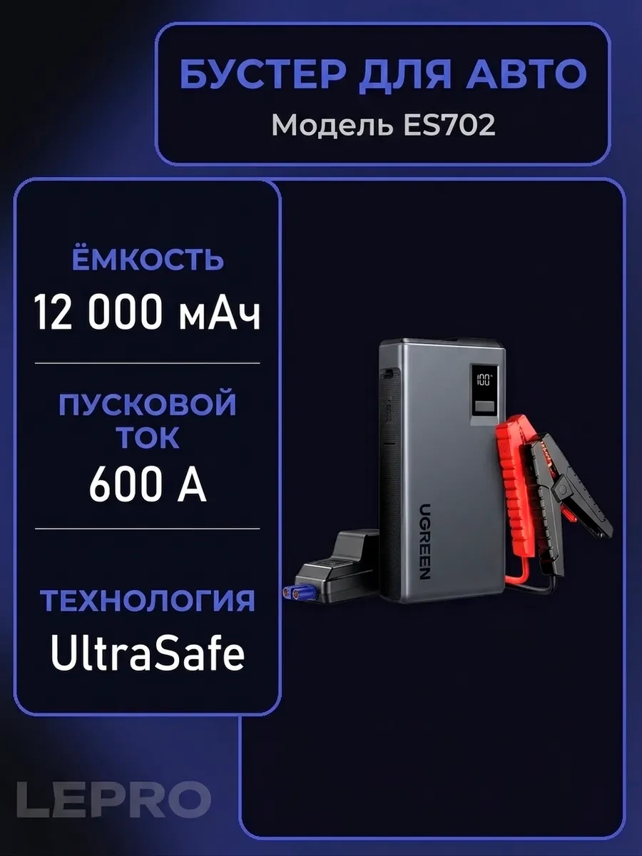 Пусковое устройство Ugreen ES702 35977 12000mAh Car Jump Starter