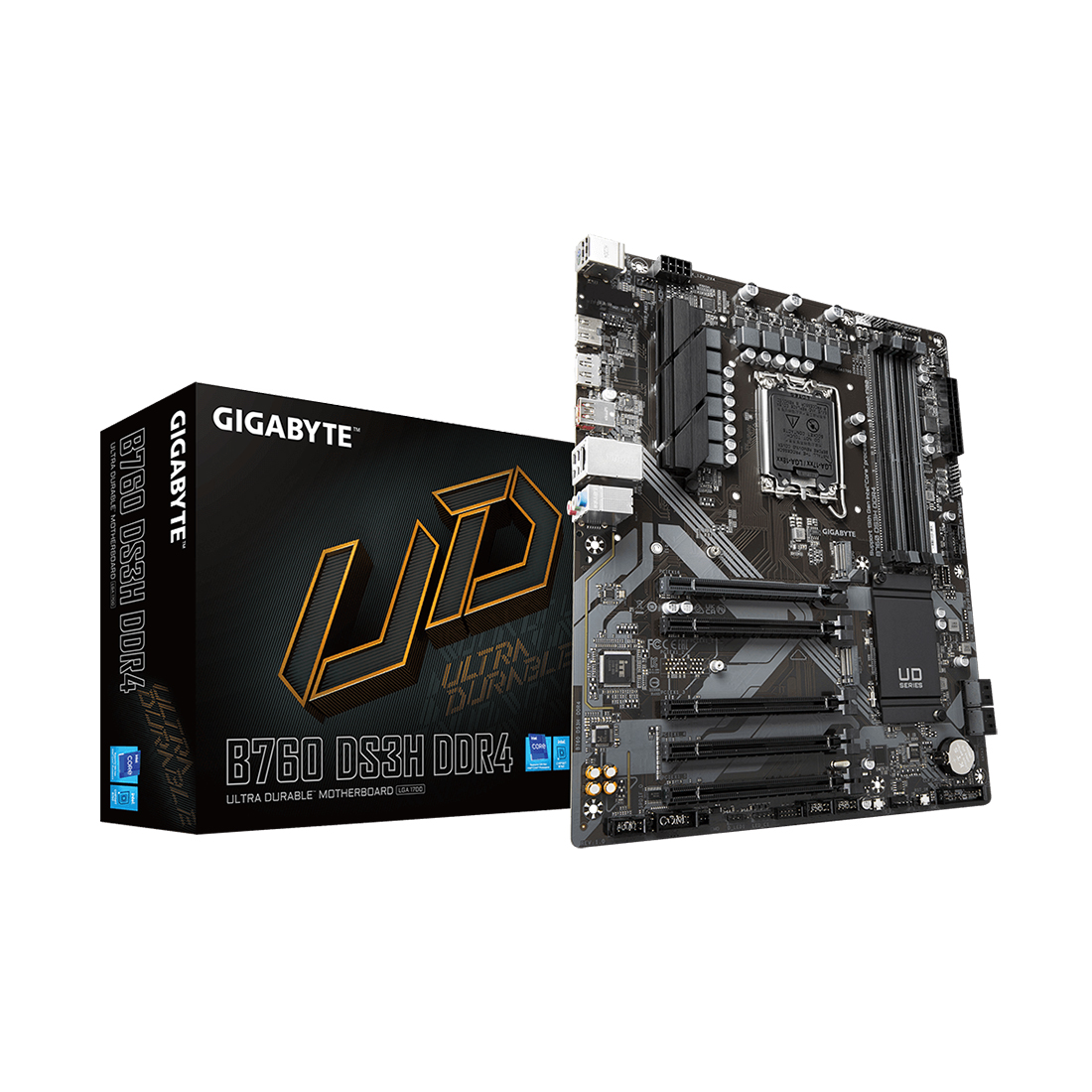 Материнская плата GIGABYTE MB LGA1700, B760, 4xDDR4, DP + HDMI, 5xPCIe x16 4.0, 2xM.2, 4xSATA, GbE LAN, ATX