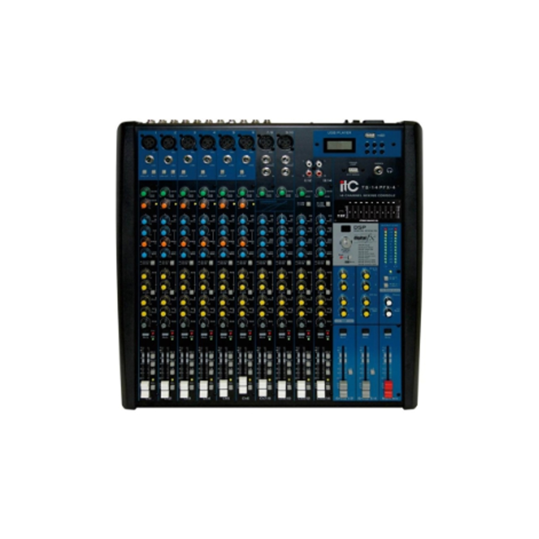 Микшер ITC TS-14PFX-4, 14-каналов, 4 выхода, MP3